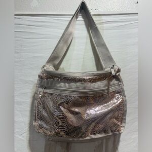 LeSportsac Rose Gold Snake Print Metallic Classic Hobo Cross Body Bag 🌵